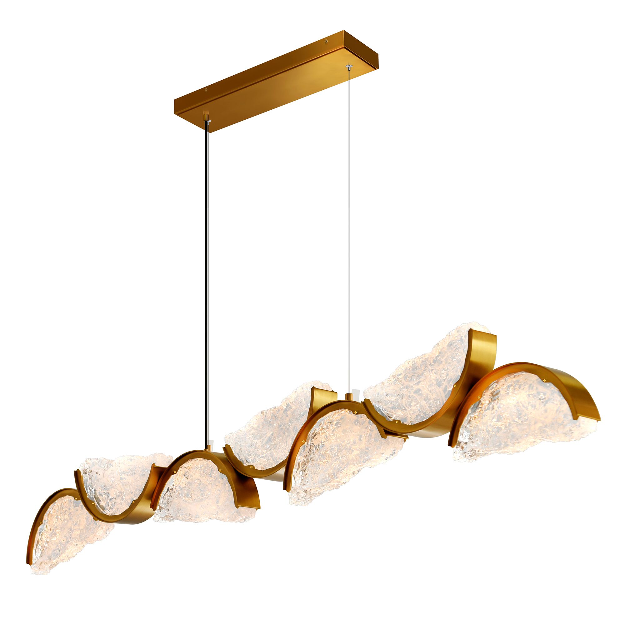 Image 2 Moon Integrated LED 54in Brass Chandelier with Handcrafted Glass more views