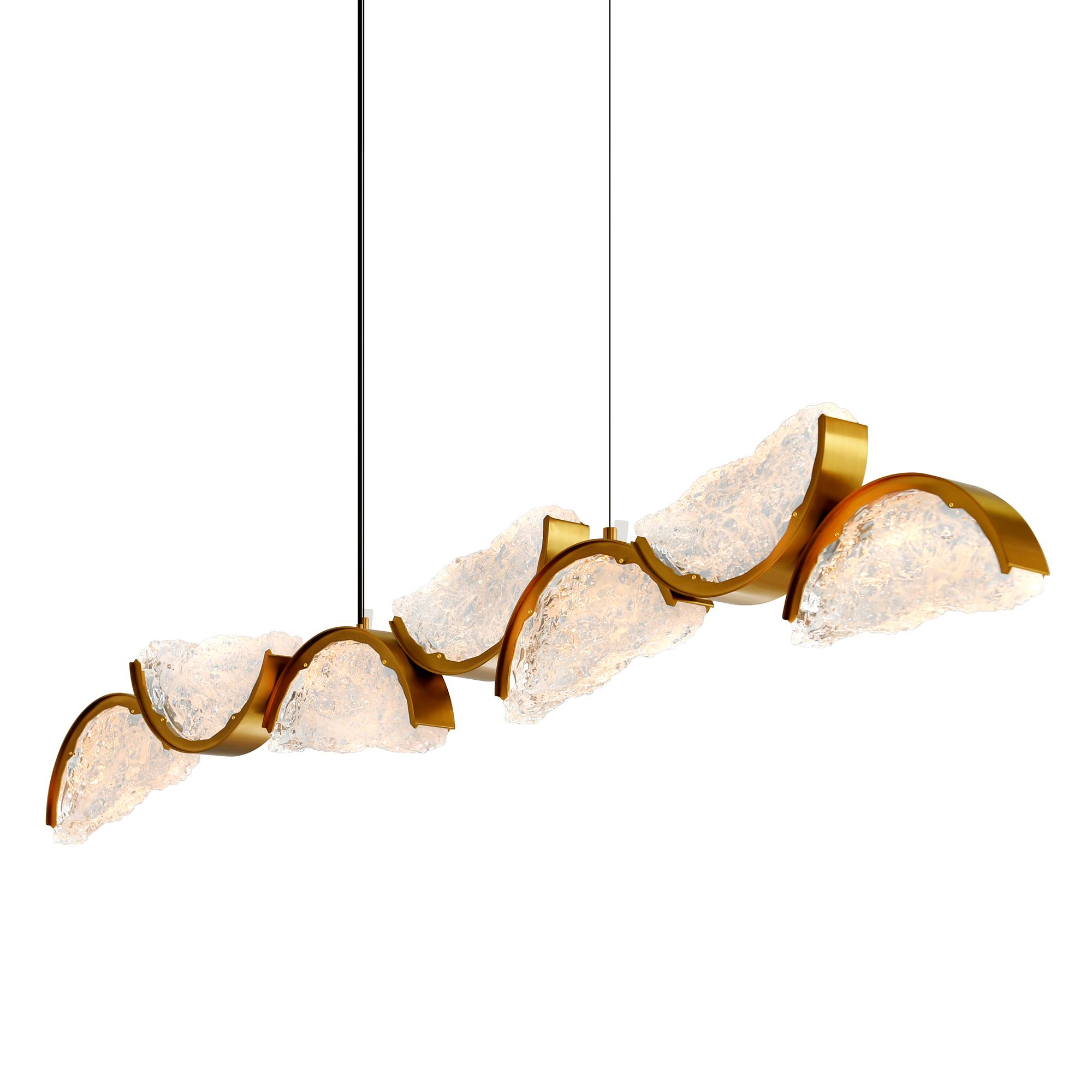 Image 3 Moon Integrated LED 54in Brass Chandelier with Handcrafted Glass more views