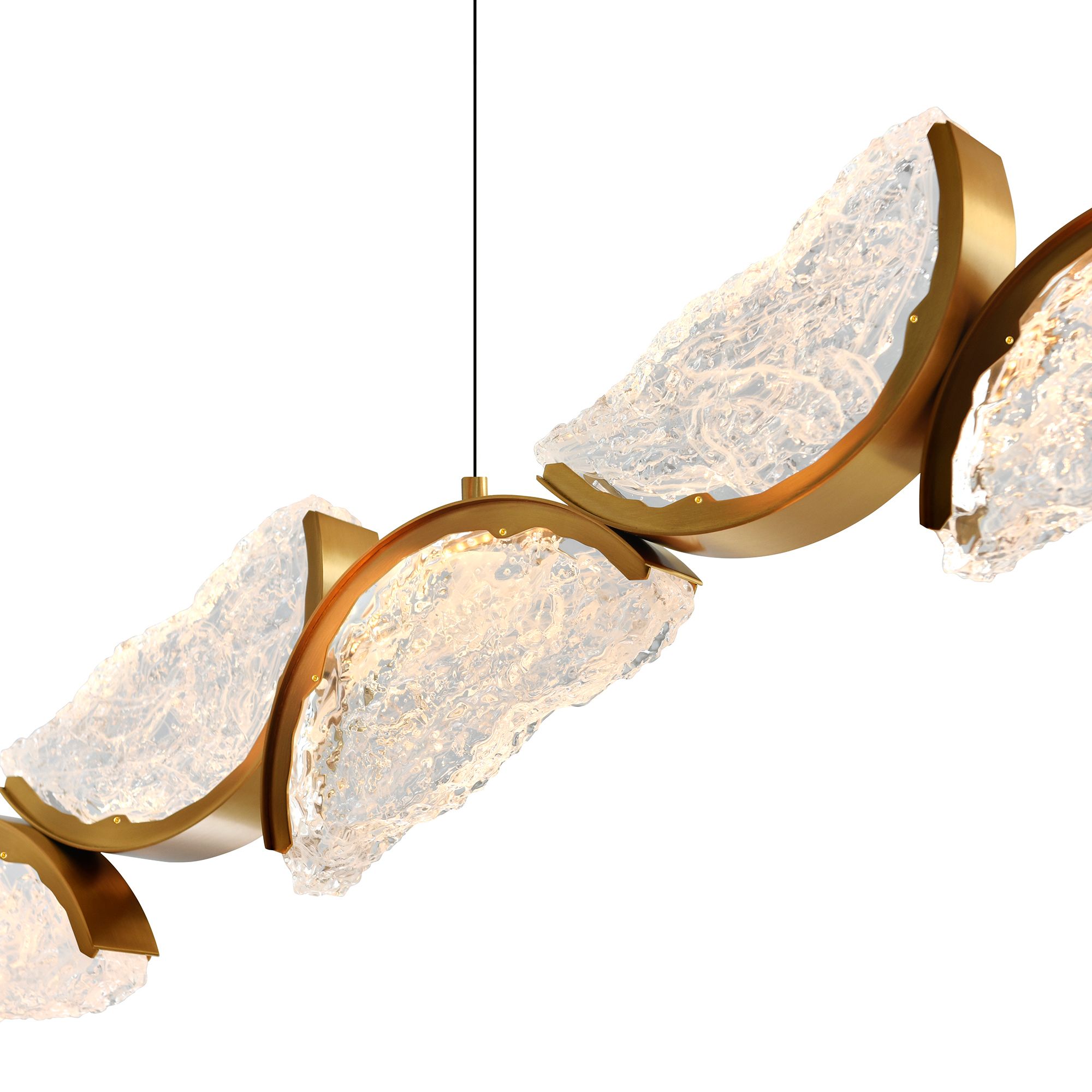 Image 5 Moon Integrated LED 54in Brass Chandelier with Handcrafted Glass more views