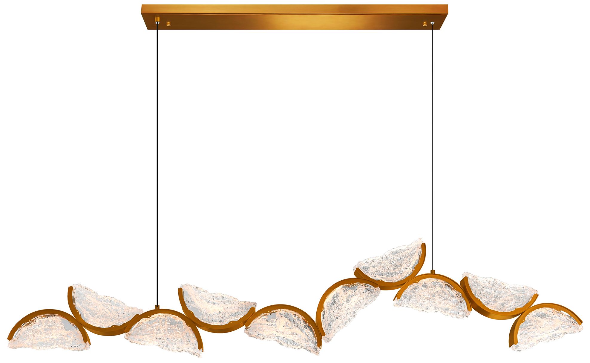 Moon Integrated LED 70in Brass Chandelier with Handcrafted Glass