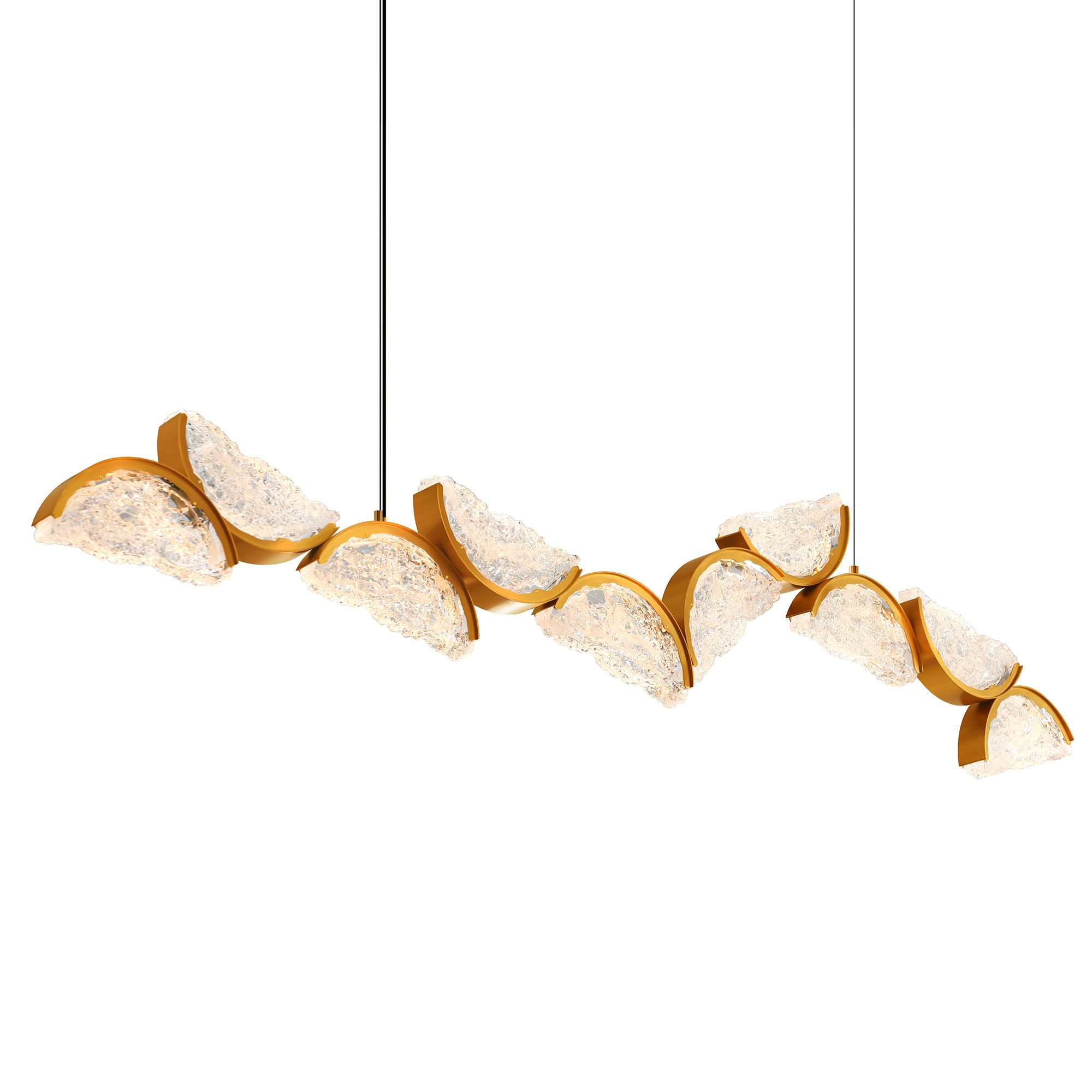 Image 3 Moon Integrated LED 70in Brass Chandelier with Handcrafted Glass more views