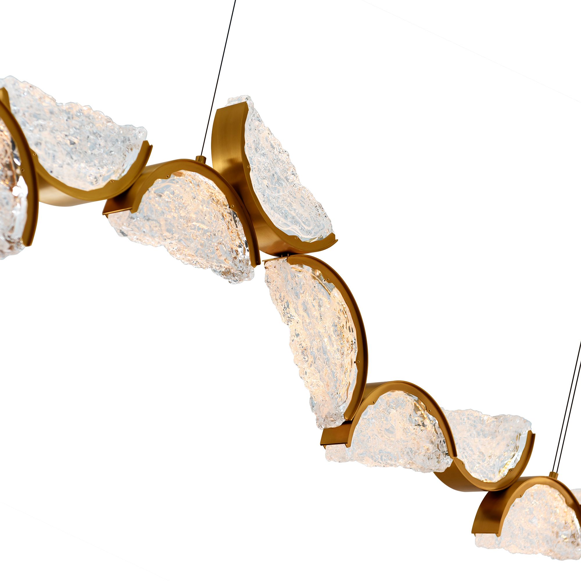 Image 5 Moon Integrated LED 70in Brass Chandelier with Handcrafted Glass more views