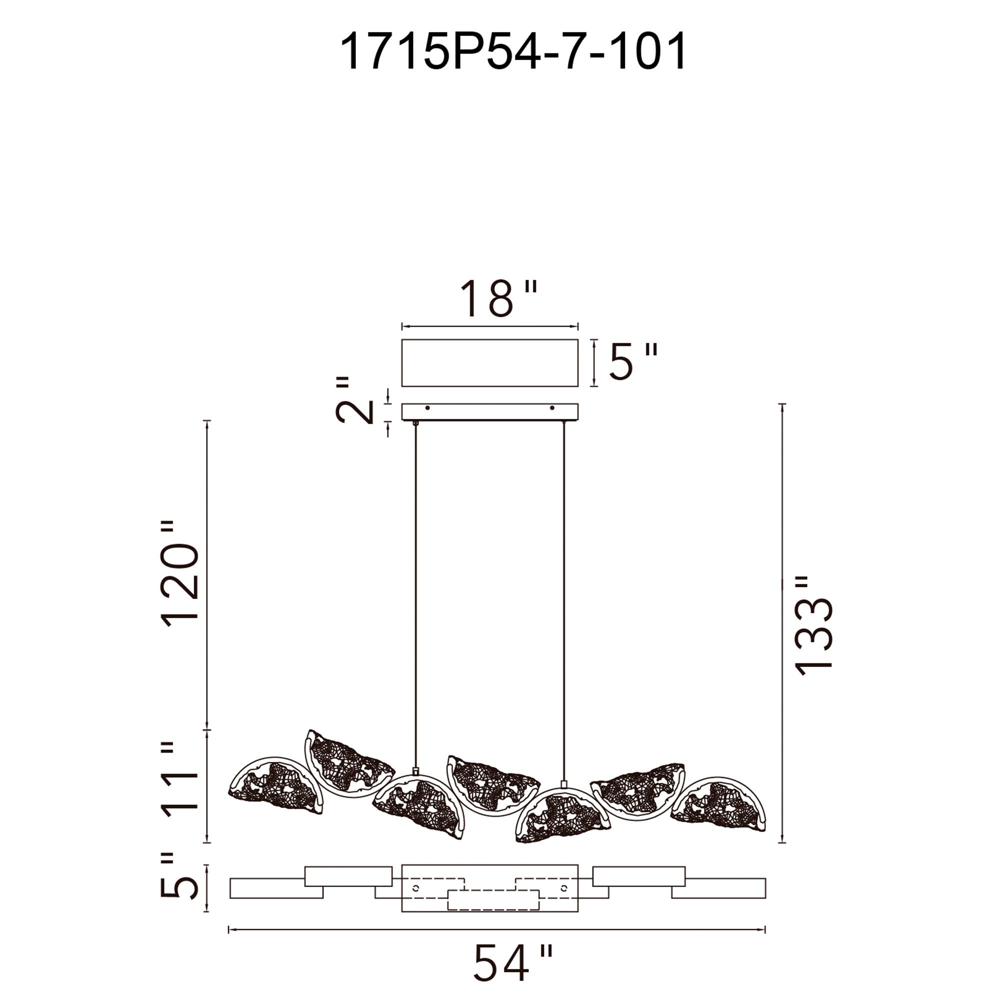 Moon Integrated LED Black Chandelier