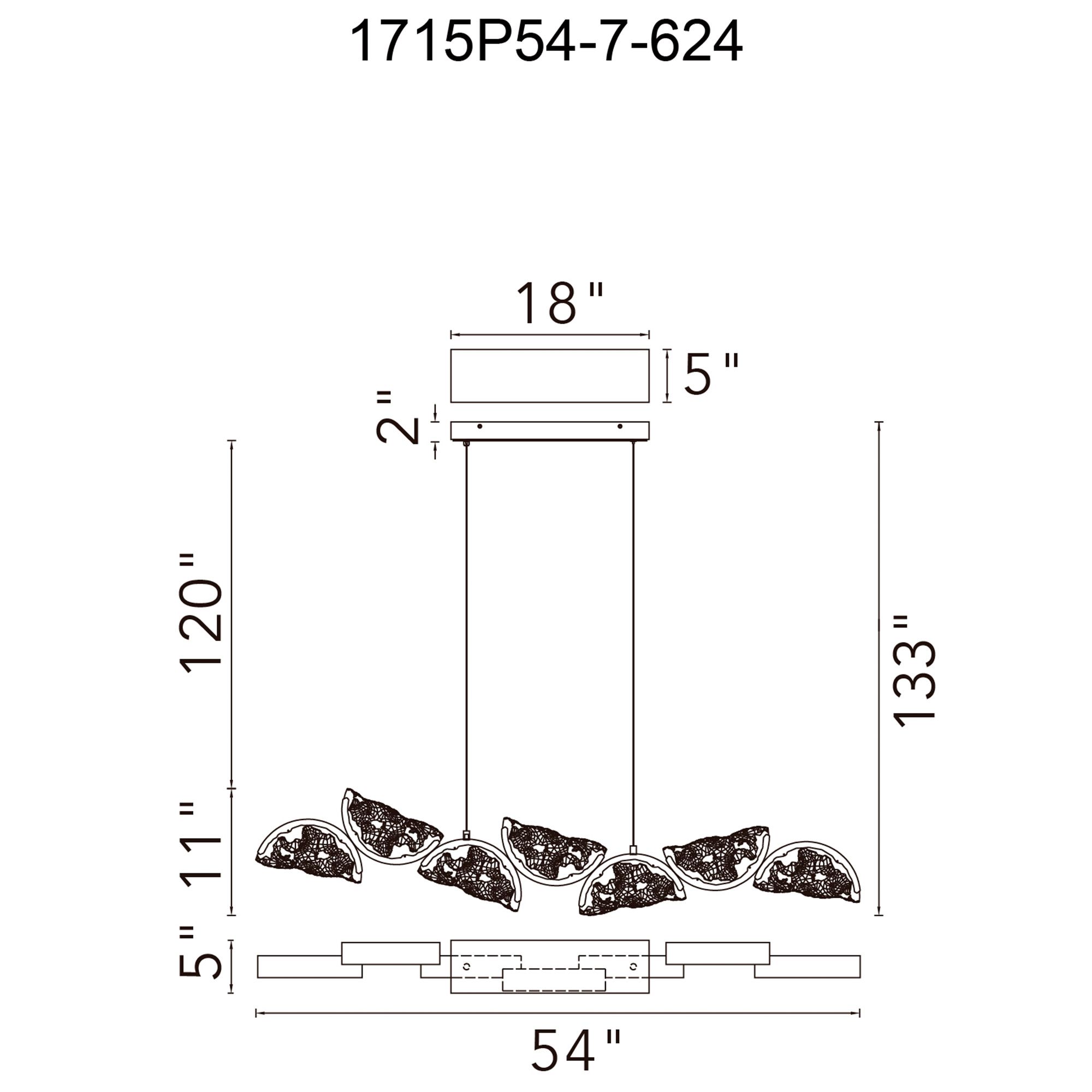 Moon Integrated LED Brass Chandelier