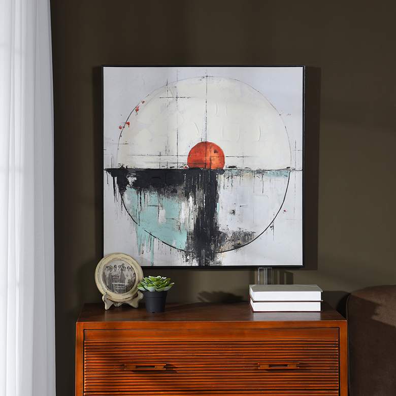 Image 1 Moon Movement II 30"W X 30"H Hand Embellished Framed Canvas Wall