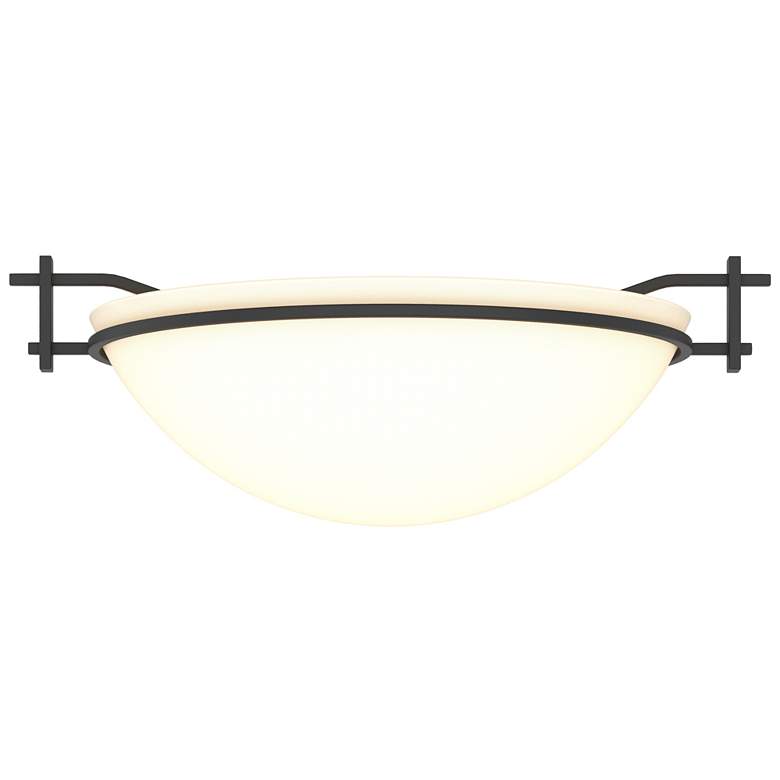 Image 1 Moonband 11.4 inch Wide Black Semi-Flush With Opal Glass Shade