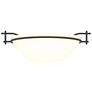 Moonband 11.4" Wide Black Semi-Flush With Opal Glass Shade