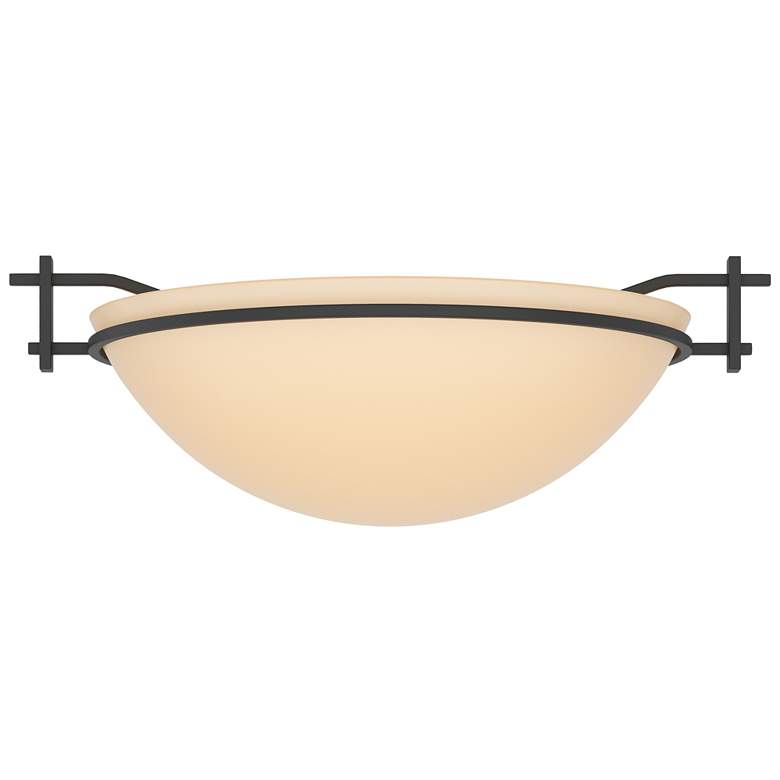 Image 1 Moonband 11.4" Wide Black Semi-Flush With Sand Glass Shade
