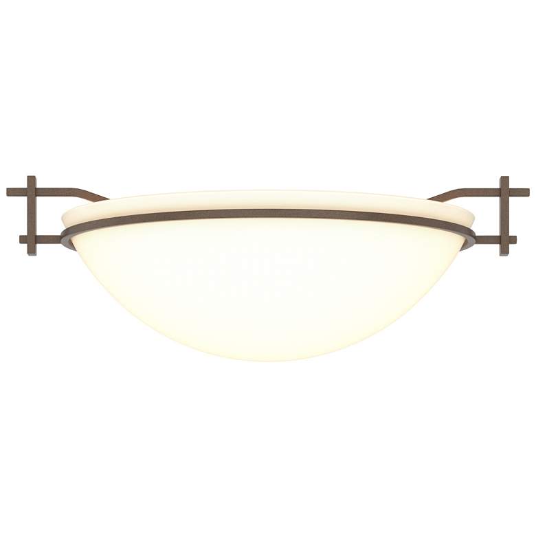 Image 1 Moonband 11.4 inch Wide Bronze Semi-Flush With Opal Glass Shade
