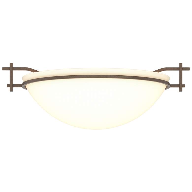 Image 1 Moonband 11.4" Wide Bronze Semi-Flush With Opal Glass Shade