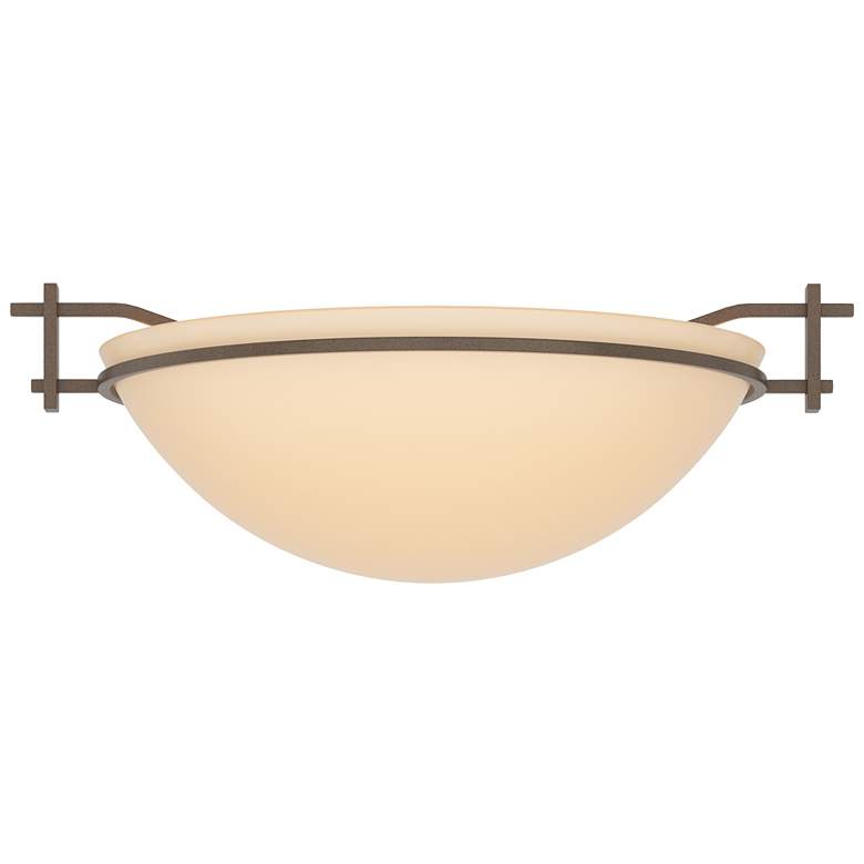 Image 1 Moonband 11.4 inch Wide Bronze Semi-Flush With Sand Glass Shade