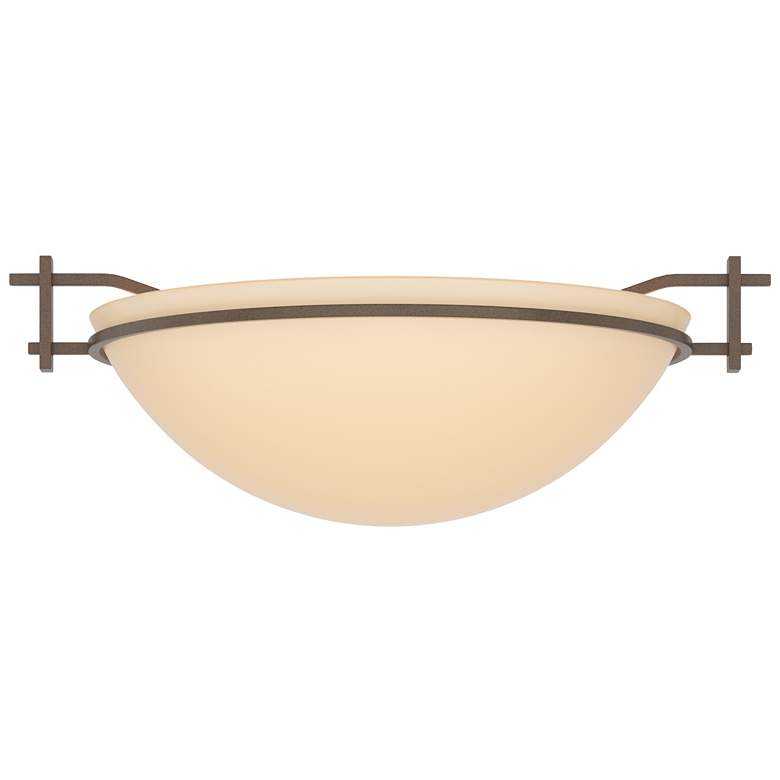 Image 1 Moonband 11.4" Wide Bronze Semi-Flush With Sand Glass Shade