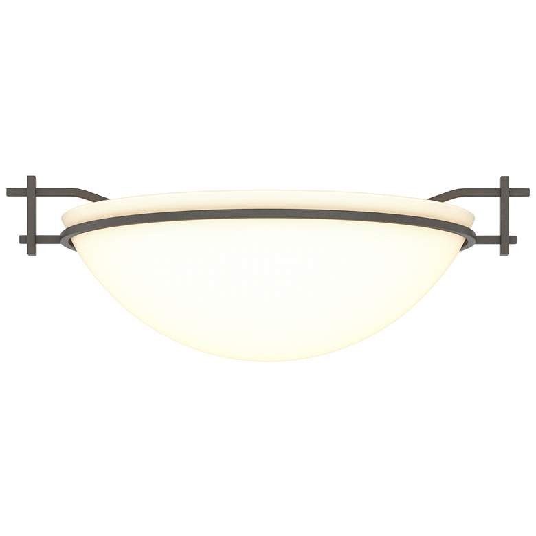 Image 1 Moonband 11.4" Wide Dark Smoke Semi-Flush With Opal Glass Shade