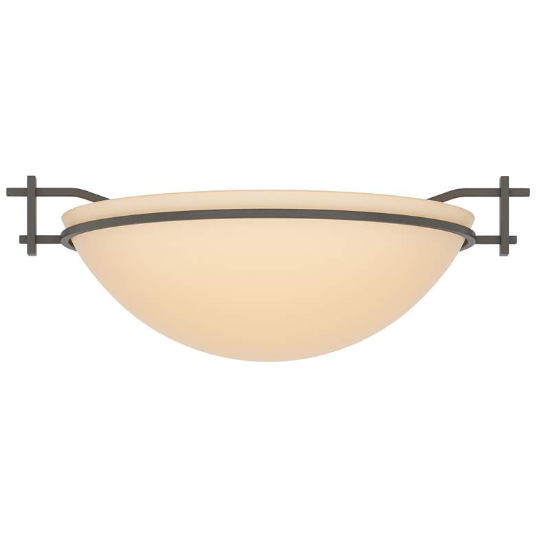 Image 1 Moonband 11.4" Wide Dark Smoke Semi-Flush With Sand Glass Shade
