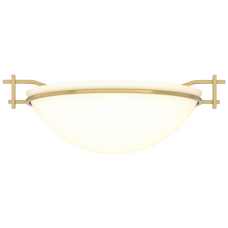 Image 1 Moonband 11.4 inch Wide Modern Brass Semi-Flush With Opal Glass Shade