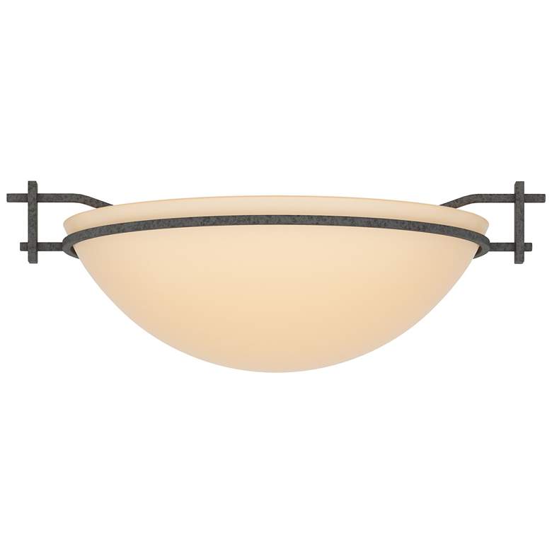 Image 1 Moonband 11.4 inch Wide Natural Iron Semi-Flush With Sand Glass Shade