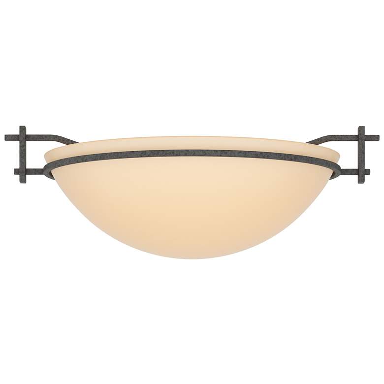 Image 1 Moonband 11.4" Wide Natural Iron Semi-Flush With Sand Glass Shade