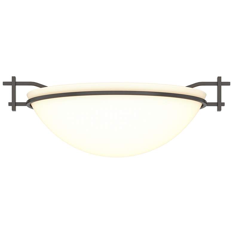 Image 1 Moonband 11.4" Wide Oil Rubbed Bronze Semi-Flush With Opal Glass Shade