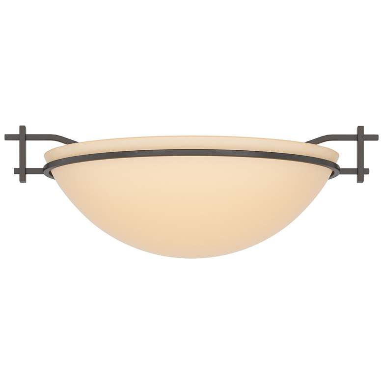 Image 1 Moonband 11.4 inch Wide Oil Rubbed Bronze Semi-Flush With Sand Glass Shade