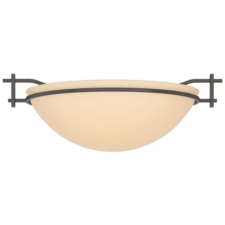 Image 1 Moonband 11.4" Wide Oil Rubbed Bronze Semi-Flush With Sand Glass Shade