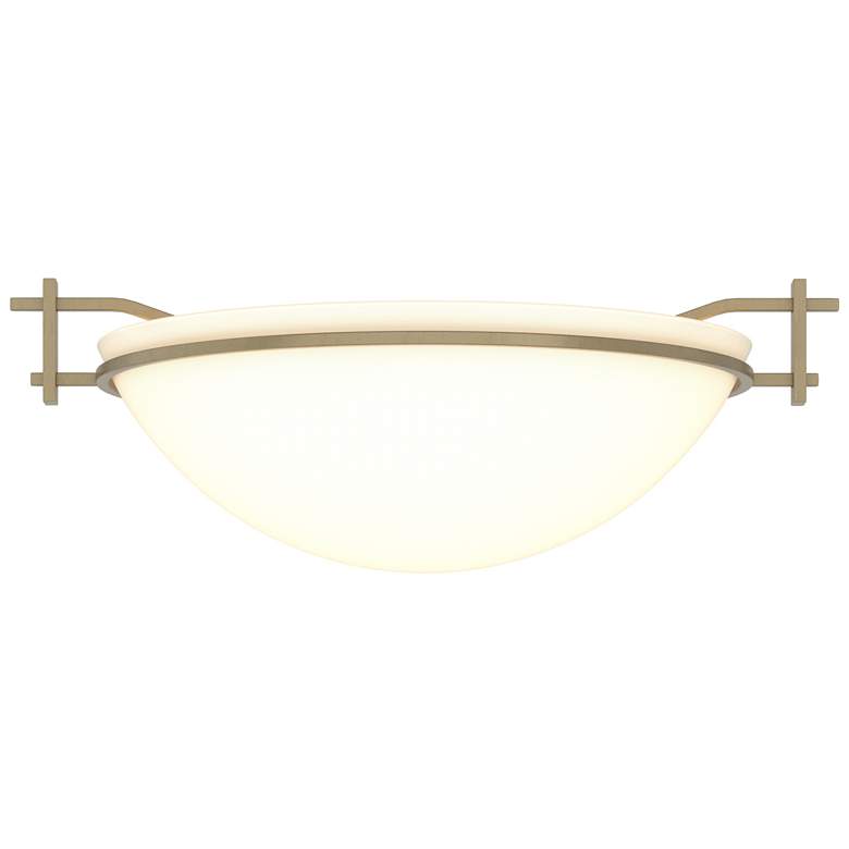 Image 1 Moonband 11.4" Wide Soft Gold Semi-Flush With Opal Glass Shade