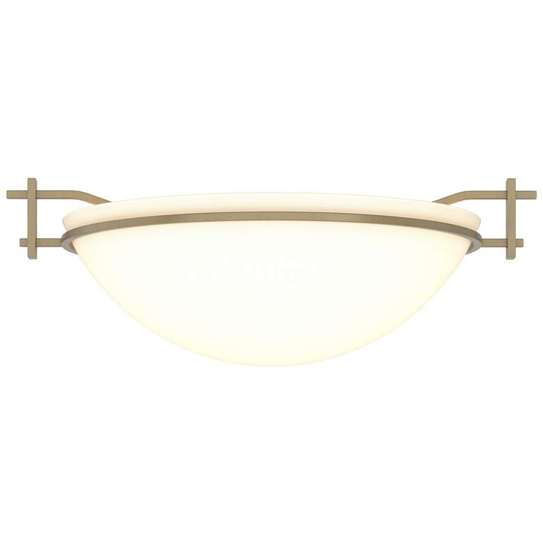 Image 1 Moonband 11.4" Wide Soft Gold Semi-Flush With Opal Glass Shade