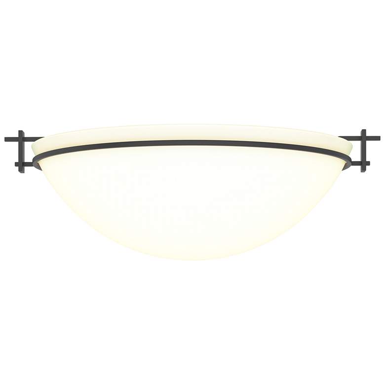 Image 1 Moonband 15.9" Wide Large Black Semi-Flush With Opal Glass Shade