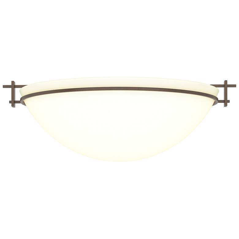 Image 1 Moonband 15.9" Wide Large Bronze Semi-Flush With Opal Glass Shade