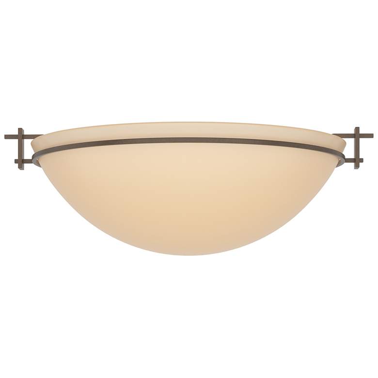 Image 1 Moonband 15.9" Wide Large Bronze Semi-Flush With Sand Glass Shade