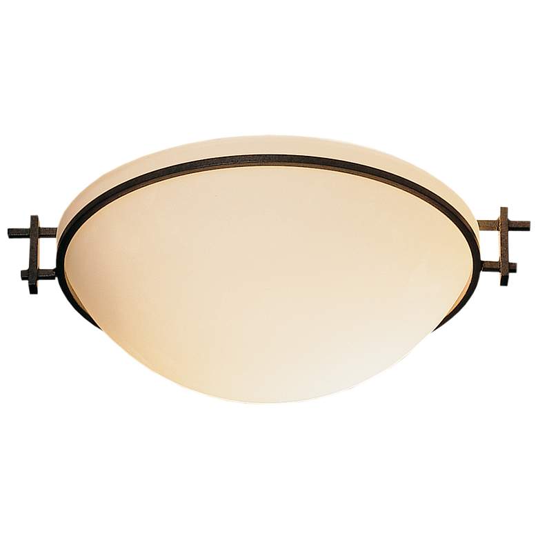 Image 1 Moonband Semi-Flush - Natural Iron Finish - Opal Glass