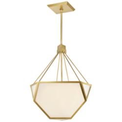Moonbow 18"W Brass Glass 3-Light Chandelier/Ceiling Light