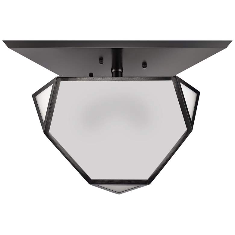 Image 1 Moonbow 3-Light 21 inch Architectural Glass Black Semi-Flush Mount