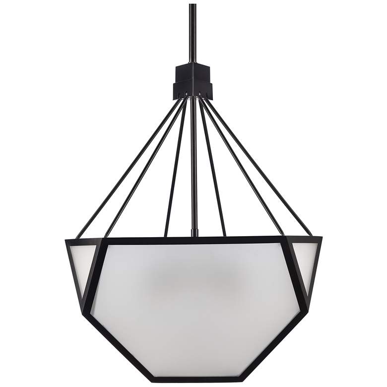 Image 1 Moonbow 3-Light 21" Architectural Glass Satin Brushed Black Chandelier