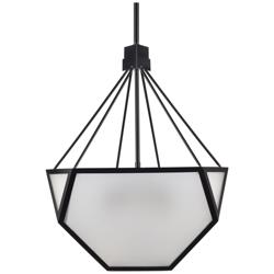 Moonbow 3-Light 21&quot; Architectural Glass Satin Brushed Black Chandelier