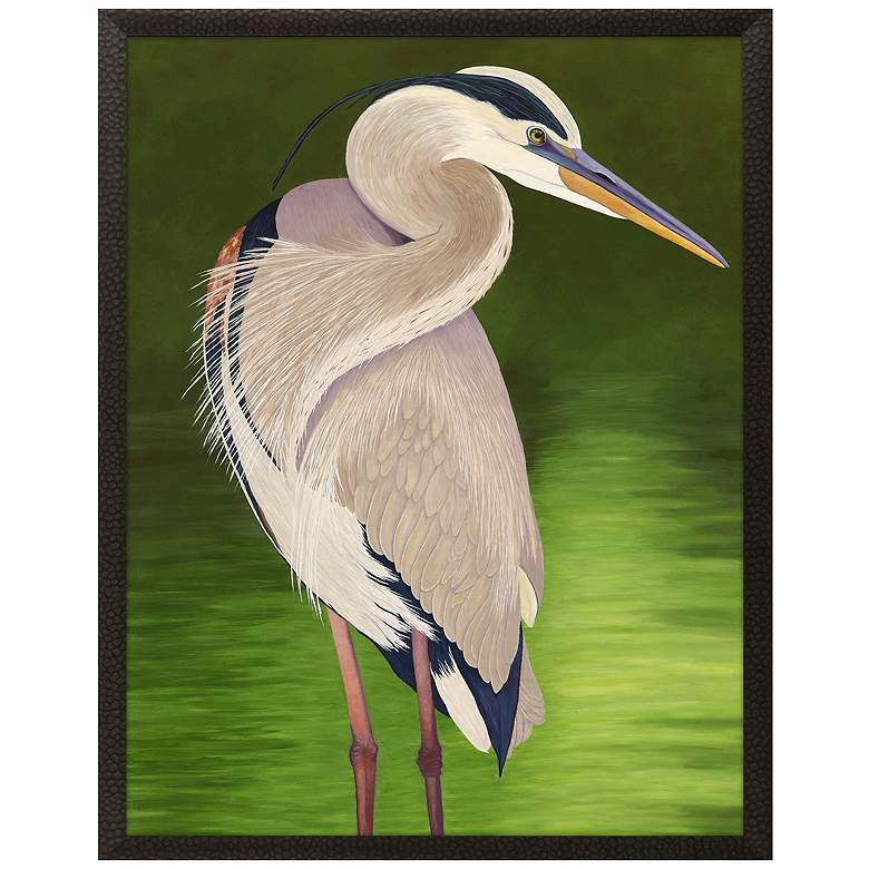 Image 1 Moonlight Blue Heron 33"W x 43"H Framed Art