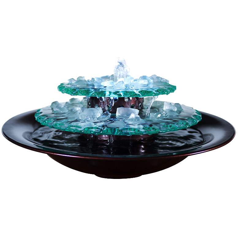 Image 1 Moonlight Glass 9 1/2 inch Indoor-Outdoor LED Table Fountain