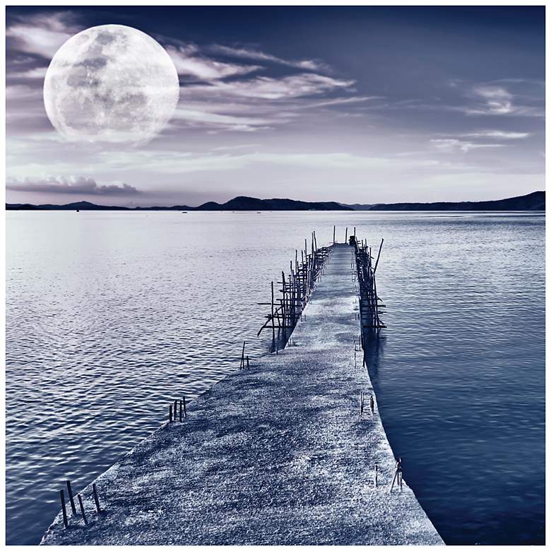 Image 1 Moonlit Dock 40" Wide Glass Wall Art
