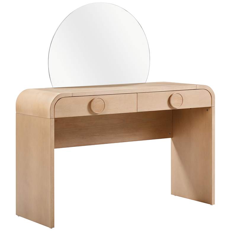 Image 2 Moonrise 48" Wide Natural Ash Wood 2-Drawer Vanity Desk