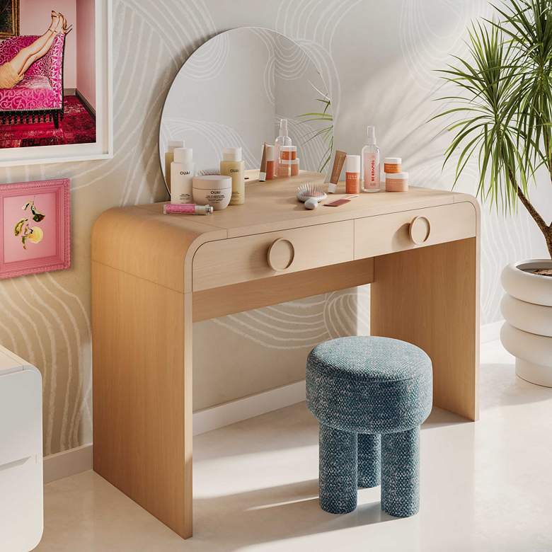 Image 1 Moonrise 48" Wide Natural Ash Wood 2-Drawer Vanity Desk