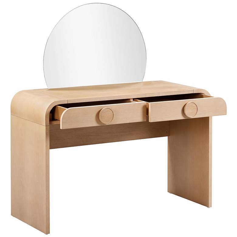 Image 7 Moonrise 48" Wide Natural Ash Wood 2-Drawer Vanity Desk more views