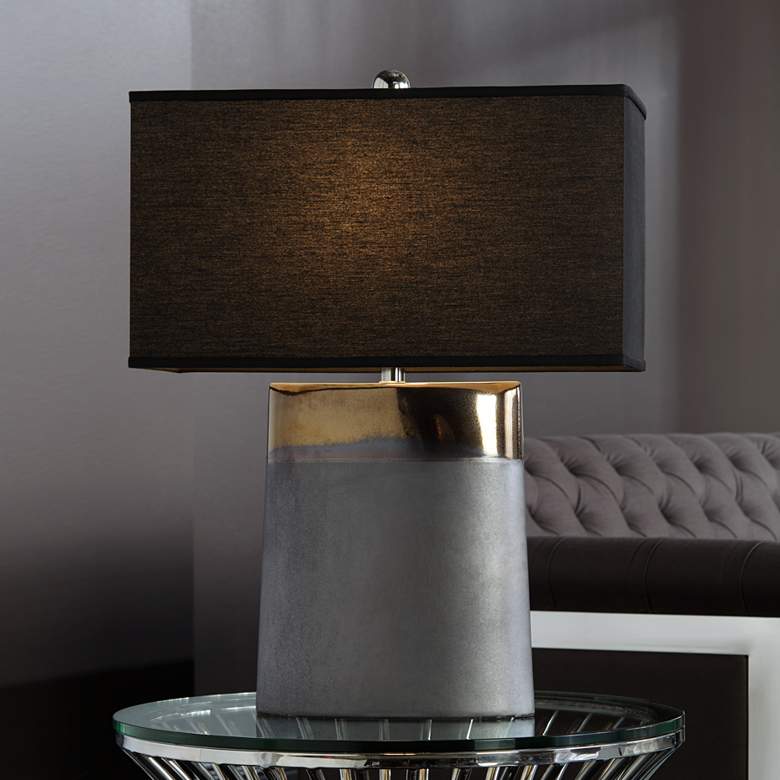 Image 1 Moonrise Noir Bronze Table Lamp with Chocolate Shade