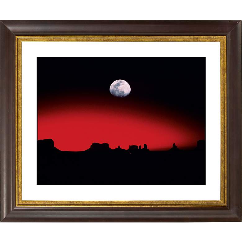 Image 1 Moonrise Over Desert Gold Bronze Frame 20 inch Wide Wall Art