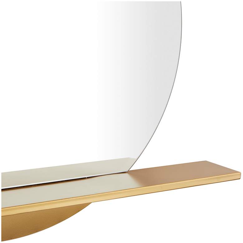 Image 3 Moonrise Polished Gold Metal 28" Round Shelf Wall Mirror more views