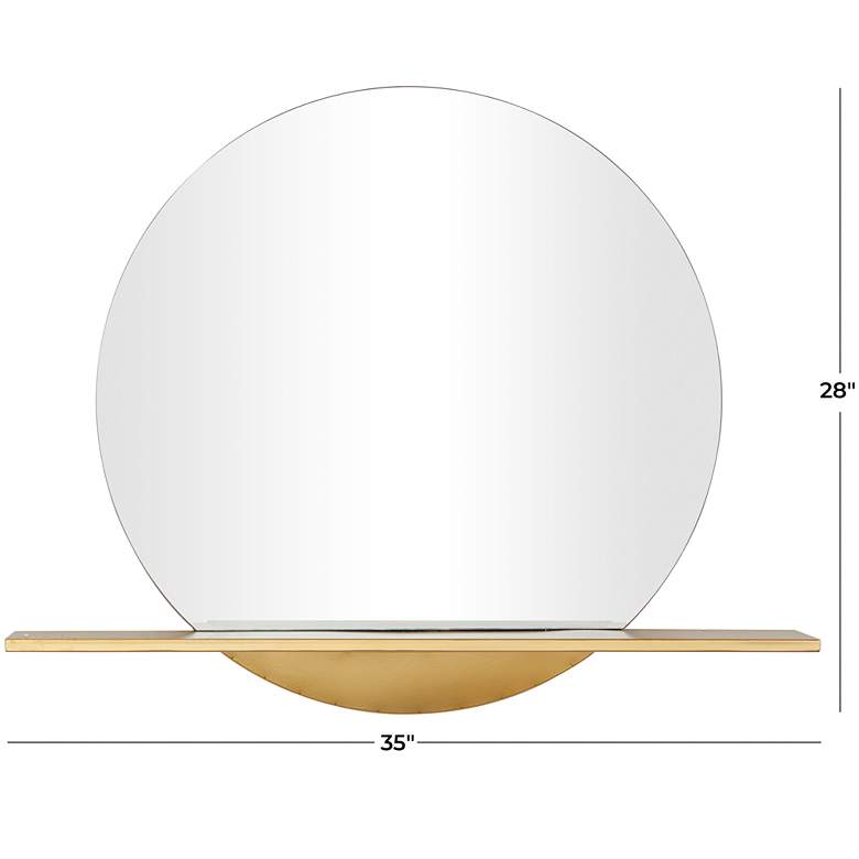 Image 6 Moonrise Polished Gold Metal 28 inch Round Shelf Wall Mirror more views