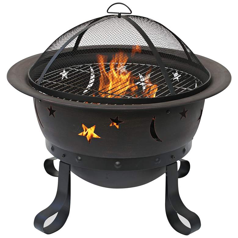 Image 1 Moons and Stars 30" Wide Wood Burning Outdoor Fire Pit