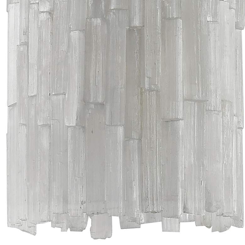 Image 2 Moonstone 8" Wide Silver Leaf Selenite Crystal Mini Pendant more views