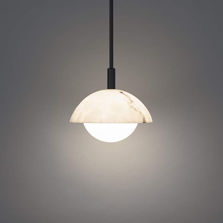 Image 1 Moonstone 9"H x 9.75"W 1-Light Pendant in Black