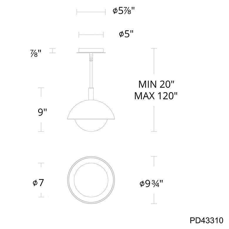Image 4 Moonstone 9"H x 9.75"W 1-Light Pendant in Black more views