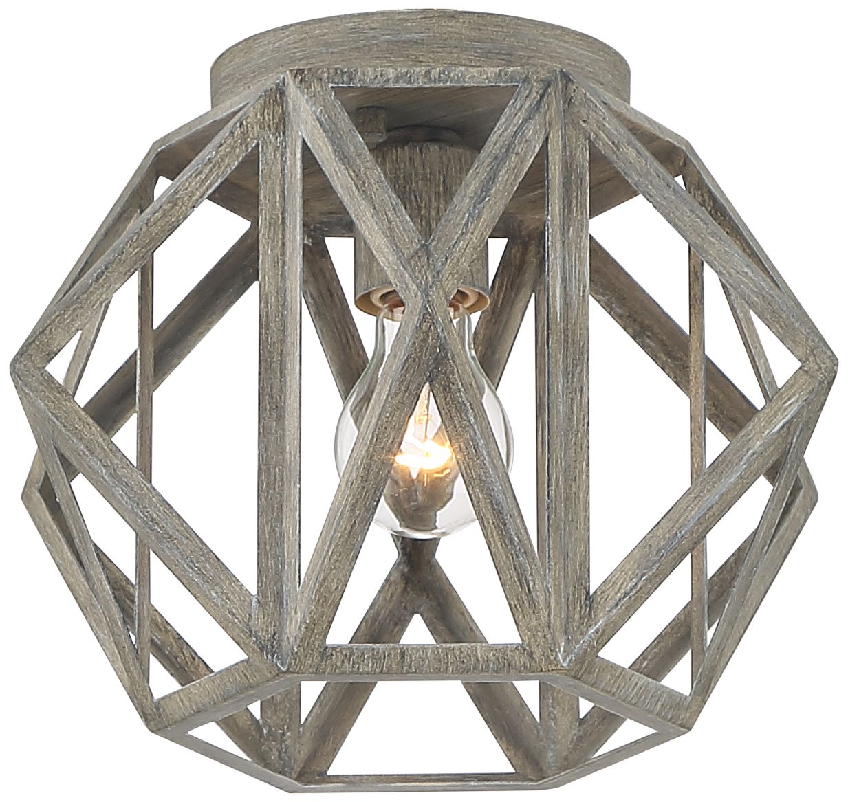 Moorcroft 12 1/4" Wide Wood Lush Gray Hexagon Ceiling Light