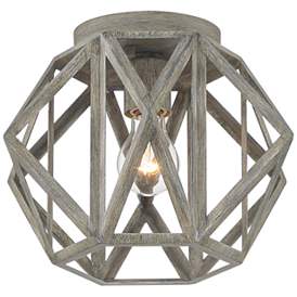 Image2 of Moorcroft 12 1/4" Wide Wood Lush Gray Hexagon Ceiling Light
